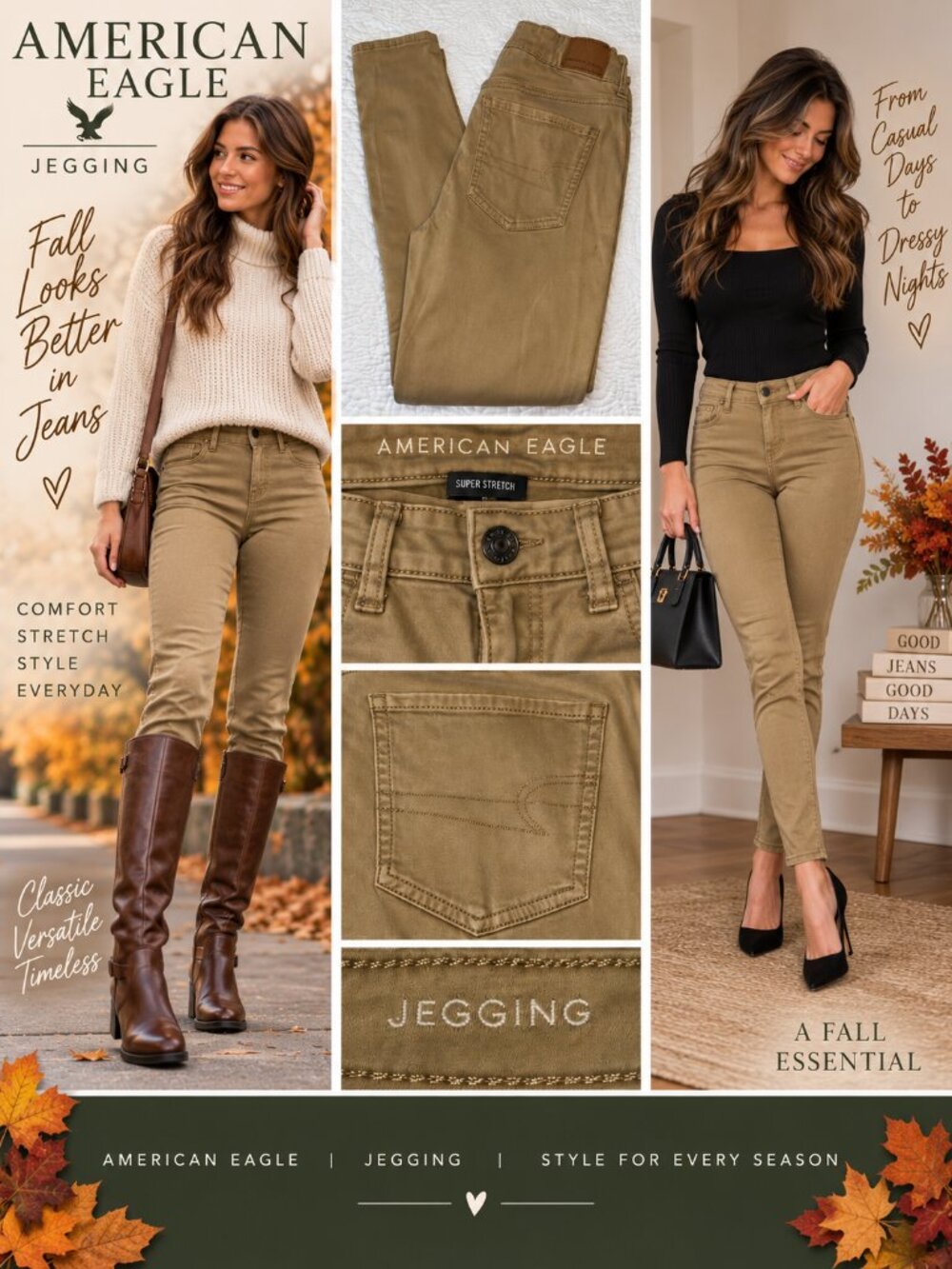 American Eagle Super Stretch Jegging Tan Skinny Jeans Women’s Size 4 Regu
